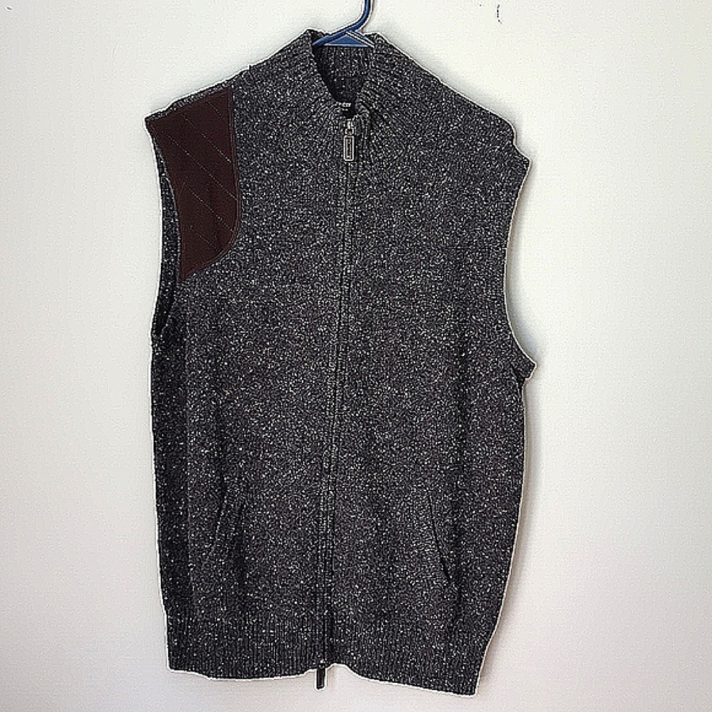Men's Cremieux Collection Wool Full Zip Front Mock Neck Vest